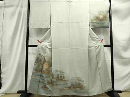 平和屋着物■訪問着　風景文　暈し染め　金銀彩　正絹　逸品　DABC9300qa
