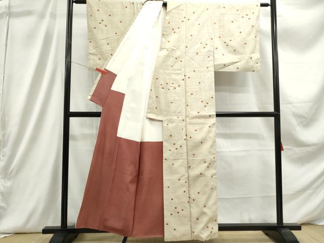 平和屋着物■上質な紬 ドット 正絹 逸品 DABC9301qa