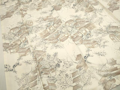 平和屋着物■上質な小紋　手描き　風景文　正絹　逸品　DABC9304qa