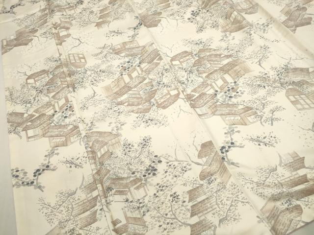 平和屋着物■上質な小紋　手描き　風景文　正絹　逸品　DABC9304qa