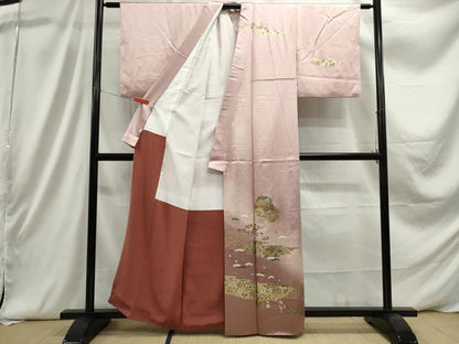 平和屋着物■訪問着　雪輪花文　暈し染め　金彩　正絹　逸品　DABC9305qa