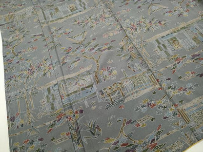 平和屋着物■上質な小紋　風景花文　正絹　逸品　DABC9315qa