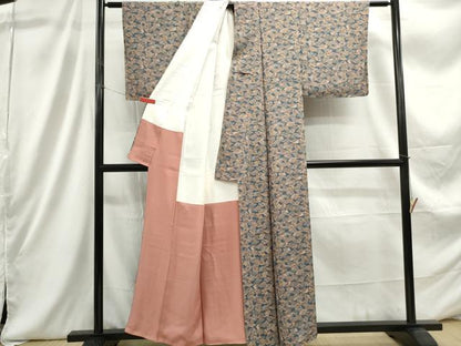 平和屋着物■上質な小紋　地紙花文　正絹　逸品　DABC9318qa