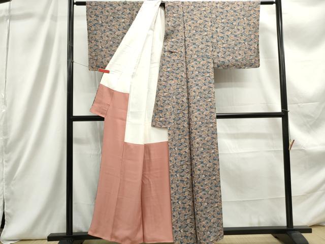 平和屋着物■上質な小紋　地紙花文　正絹　逸品　DABC9318qa