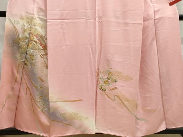 平和屋着物■訪問着　扇面飛鶴花文　暈し染め　金銀彩　正絹　逸品　DABC9322qa