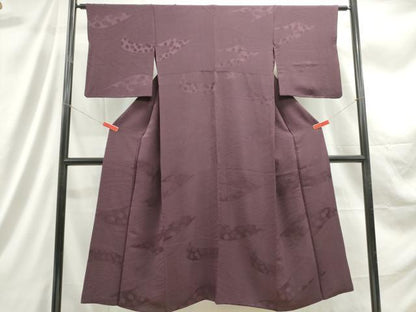 平和屋着物■上質な色無地　流水花地紋　似せ紫色　正絹　逸品　DABC9325qa