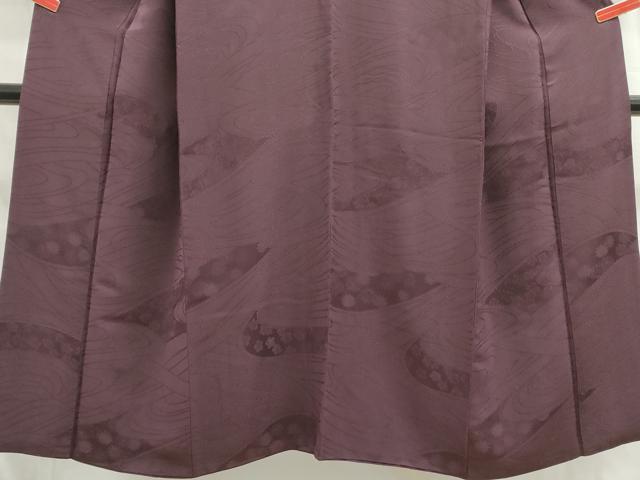 平和屋着物■上質な色無地　流水花地紋　似せ紫色　正絹　逸品　DABC9325qa