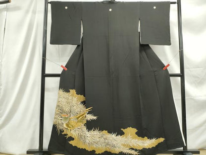 平和屋着物■豪華黒留袖　駒刺繍　花鳥文　金彩　正絹　逸品　DABC9330qa