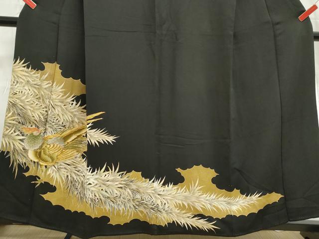 平和屋着物■豪華黒留袖　駒刺繍　花鳥文　金彩　正絹　逸品　DABC9330qa