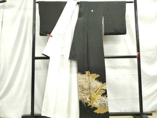 平和屋着物■豪華黒留袖　駒刺繍　花鳥文　金彩　正絹　逸品　DABC9330qa