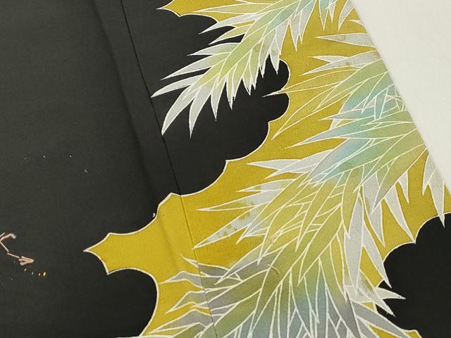 平和屋着物■豪華黒留袖　駒刺繍　花鳥文　金彩　正絹　逸品　DABC9330qa