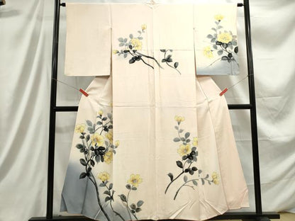 平和屋着物■訪問着　手描き　枝花文　暈し染め　金銀彩　正絹　逸品　DABC9332qa