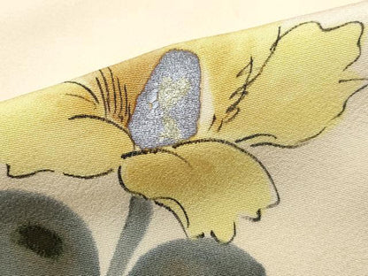 平和屋着物■訪問着　手描き　枝花文　暈し染め　金銀彩　正絹　逸品　DABC9332qa