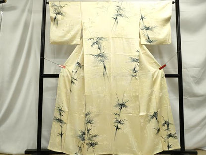 平和屋着物■上質な小紋　手描き　笹竹文　正絹　逸品　DABC9343qa
