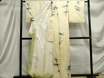 平和屋着物■上質な小紋　手描き　笹竹文　正絹　逸品　DABC9343qa