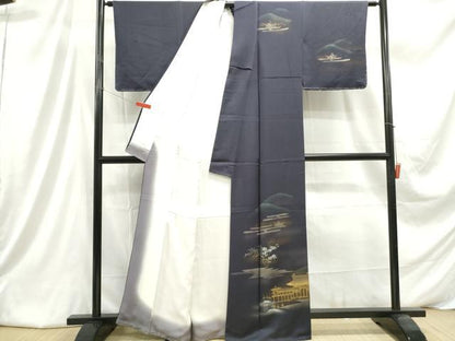 平和屋着物■訪問着　風景花文　暈し染め　金彩　正絹　逸品　DABC9347qa