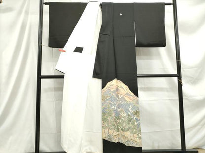 平和屋着物■豪華黒留袖 友禅 作家物 風景樹林文 正絹 逸品 DABC9351qa