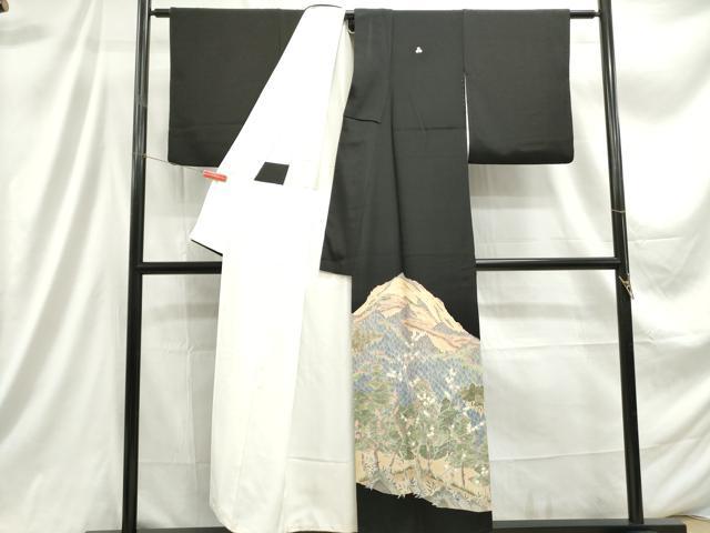 平和屋着物■豪華黒留袖 友禅 作家物 風景樹林文 正絹 逸品 DABC9351qa