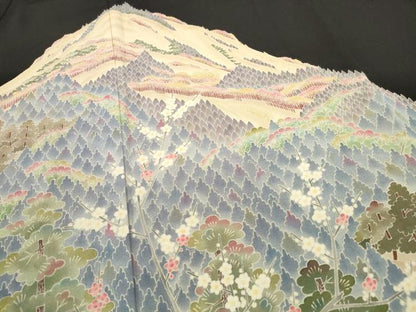 平和屋着物■豪華黒留袖 友禅 作家物 風景樹林文 正絹 逸品 DABC9351qa