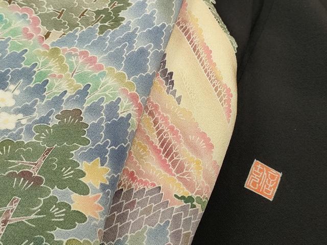 平和屋着物■豪華黒留袖 友禅 作家物 風景樹林文 正絹 逸品 DABC9351qa