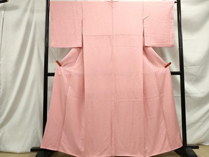 平和屋着物■上質な色無地　霞地紋　珊瑚色　正絹　逸品　DABC9353qa