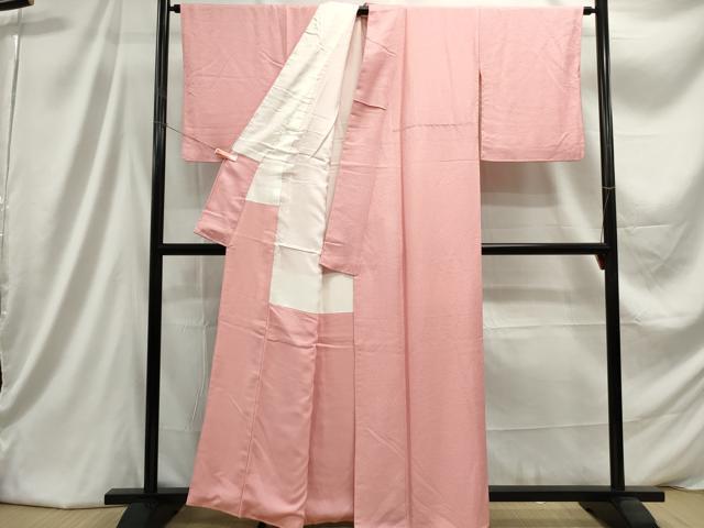 平和屋着物■上質な色無地　霞地紋　珊瑚色　正絹　逸品　DABC9353qa