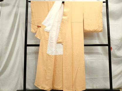 平和屋着物■上質な色無地　萱草色　正絹　逸品　DABC9360qa