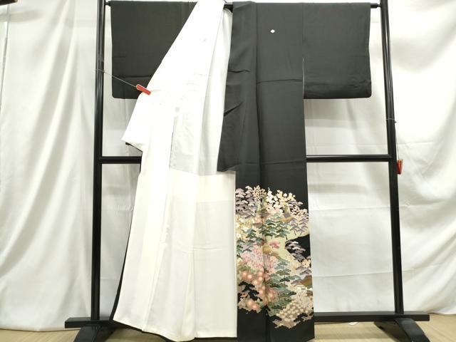 平和屋着物■豪華黒留袖 風景花文 松竹梅 銀彩 正絹 逸品 DABC9362qa