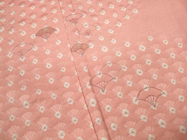平和屋着物■中国三大刺繍 相良刺繍 色留訪問着 絞り 扇面文 金糸 正絹 逸品 DABC9365qa
