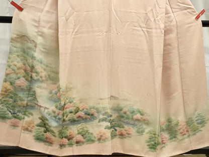 平和屋着物■豪華色留袖　手描き　風景樹林文　暈し染め　金彩　正絹　逸品　DABC9370qa