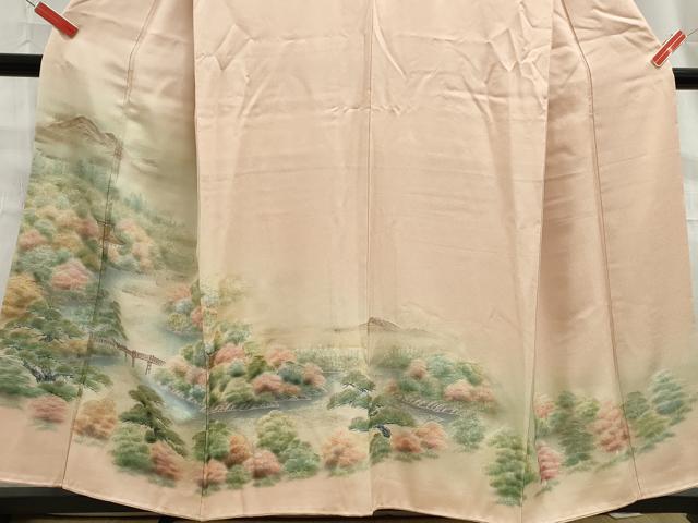 平和屋着物■豪華色留袖　手描き　風景樹林文　暈し染め　金彩　正絹　逸品　DABC9370qa