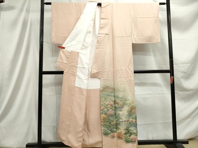 平和屋着物■豪華色留袖　手描き　風景樹林文　暈し染め　金彩　正絹　逸品　DABC9370qa