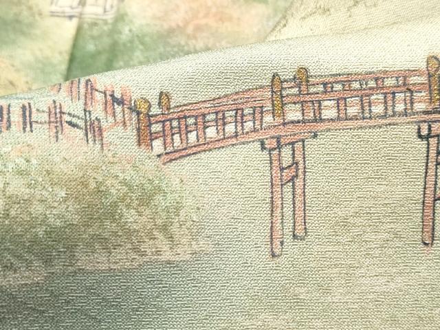 平和屋着物■豪華色留袖　手描き　風景樹林文　暈し染め　金彩　正絹　逸品　DABC9370qa