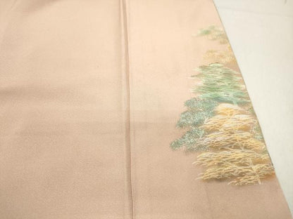 平和屋着物■豪華色留袖　手描き　風景樹林文　暈し染め　金彩　正絹　逸品　DABC9370qa