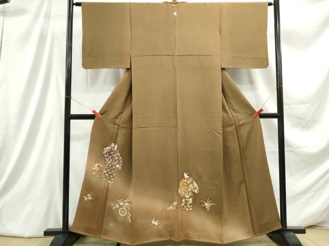 平和屋着物■豪華色留袖　駒刺繍　人物花文　暈し染め　金糸　正絹　逸品　DABC9374qa