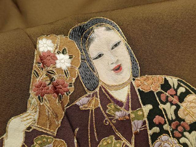 平和屋着物■豪華色留袖　駒刺繍　人物花文　暈し染め　金糸　正絹　逸品　DABC9374qa