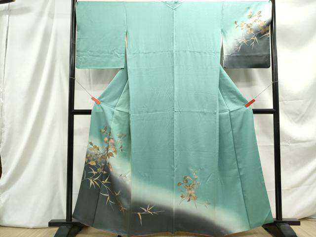 平和屋着物■訪問着 螺鈿 枝花文 暈し染め 金彩 正絹 逸品 DABC9379qa