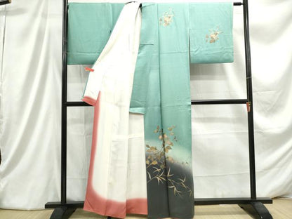 平和屋着物■訪問着 螺鈿 枝花文 暈し染め 金彩 正絹 逸品 DABC9379qa