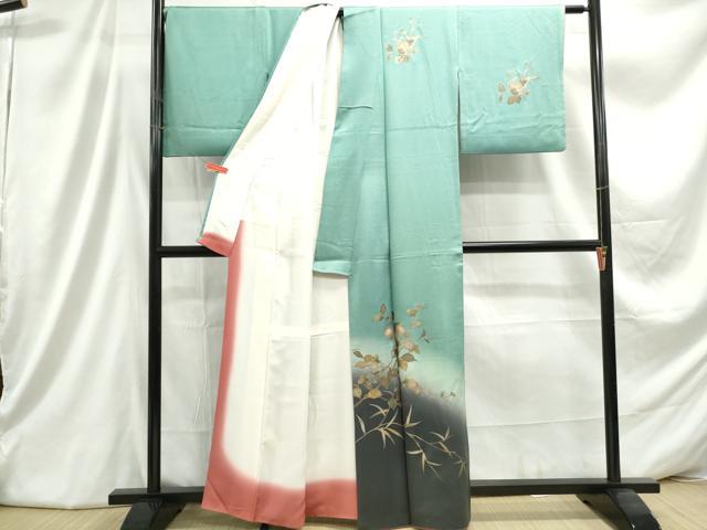 平和屋着物■訪問着 螺鈿 枝花文 暈し染め 金彩 正絹 逸品 DABC9379qa