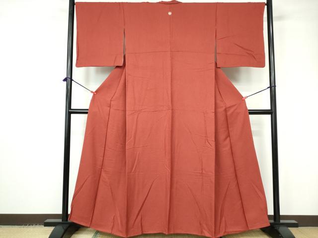 平和屋着物■上質な色無地 霞地紋 紅海老茶色 正絹 逸品 DABC9410qa