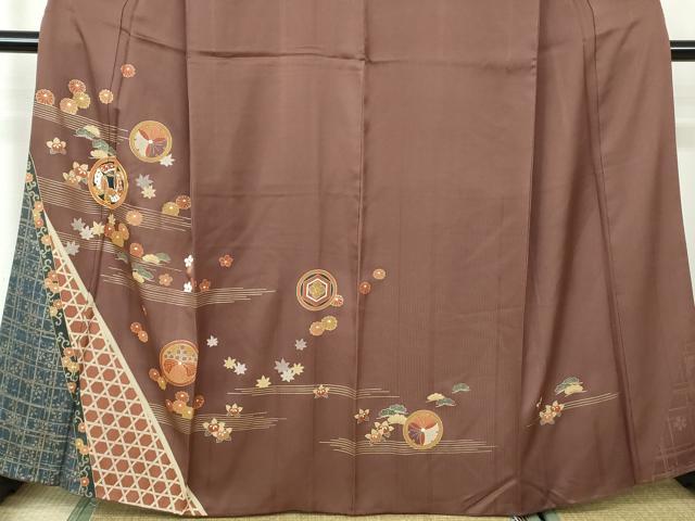 平和屋着物■訪問着 駒刺繍 花鳥文 金彩 正絹 逸品 DABC9414qa