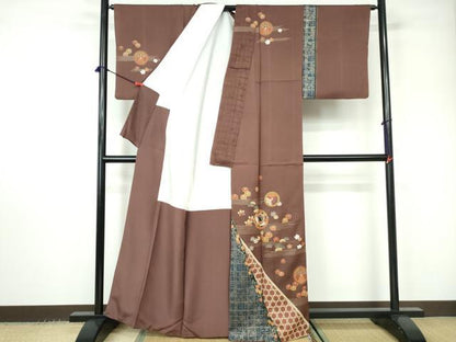 平和屋着物■訪問着 駒刺繍 花鳥文 金彩 正絹 逸品 DABC9414qa
