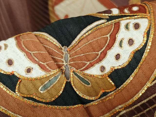 平和屋着物■訪問着 駒刺繍 花鳥文 金彩 正絹 逸品 DABC9414qa