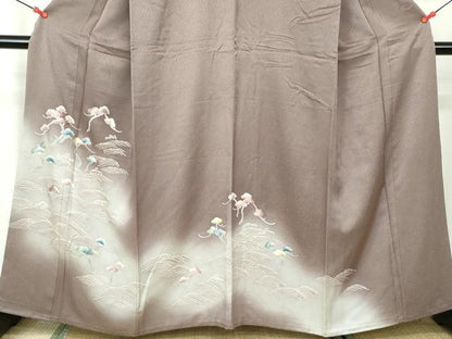 平和屋着物■豪華色留袖　刺繍　立波松文　暈し染め　正絹　逸品　DABC9428qa