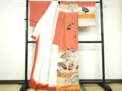 平和屋着物■訪問着 扇面花文 暈し染め 金彩 正絹 逸品 DABC9433qa