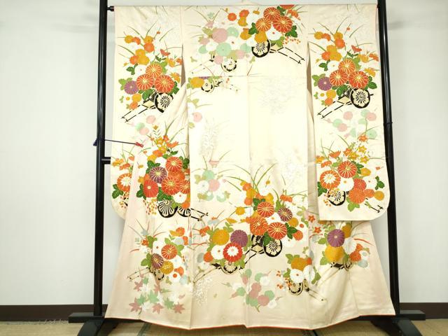 平和屋着物■豪華振袖　駒刺繍　花車　金彩　正絹　逸品　DABC9442qa