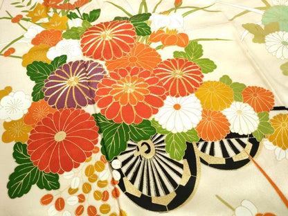 平和屋着物■豪華振袖　駒刺繍　花車　金彩　正絹　逸品　DABC9442qa