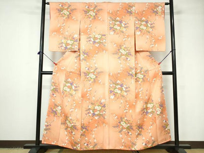 平和屋着物■上質な小紋 草花文 暈し染め 正絹 逸品 DABC9447qa