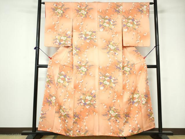 平和屋着物■上質な小紋 草花文 暈し染め 正絹 逸品 DABC9447qa