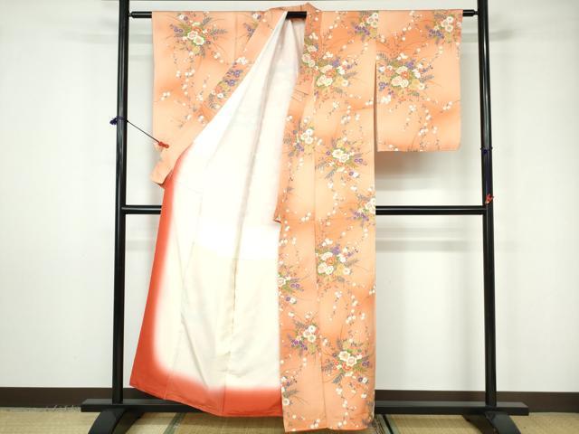 平和屋着物■上質な小紋 草花文 暈し染め 正絹 逸品 DABC9447qa
